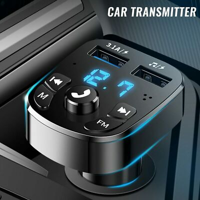 #ad Bluetooth 5.0 Car Wireless FM Transmitter Adapter Dual USB Charger HandsFree Kit $4.99