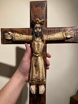 #ad Beautiful Vintage Handcrafted Wood Crucifix $69.99