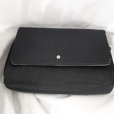 #ad Swarovski Cosmetic Black Zippered Bag Mirror Crystal Embellished Magnetic Close $24.71