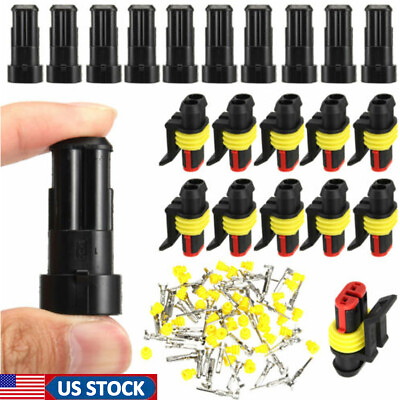 #ad 10Set 2 Pin Way Car Sealed Waterproof Electrical Wire Connector PlugCar Auto Kit $12.99