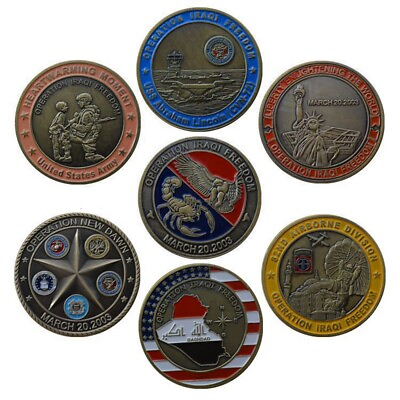 #ad 7pc set Operation Iraqi Freedom Sanit George Pray for US Military Challenge Coin $14.59