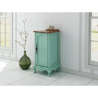 #ad Home Decorators Floor Cabinet 34quot; x18quot; Composite Freestanding Vintage Turquoise $144.55