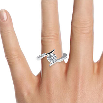 #ad 0.75 CT F VS2 Natural Round Cut Diamond Engagement Ring 14K White Gold $1337.90