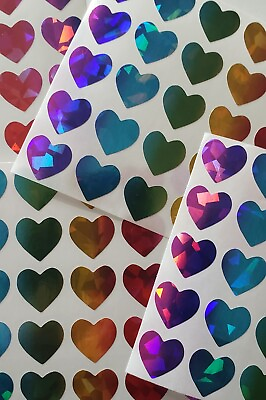 #ad 120 Holographic Sparkle Heart Stickers Half Inch Heart Stickers Reward Stickers $2.99
