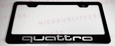 #ad Quattro Stainless Steel Black Finished License Plate Frame Rust Free $10.95