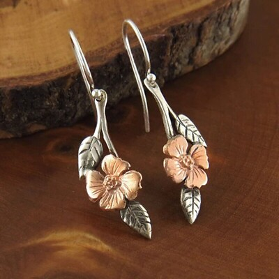 #ad Women 925 Silver Plated Leaves Ear Hook Earrings Engagement Drop Dangle Jewelry $3.99