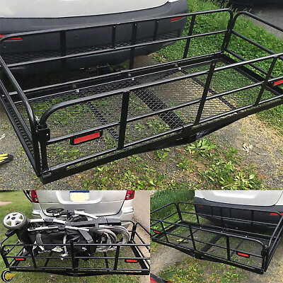 #ad 500lbs Folding Hitch Mount Carrier Hitch Cargo Luggage Basket rack For SUV $124.09