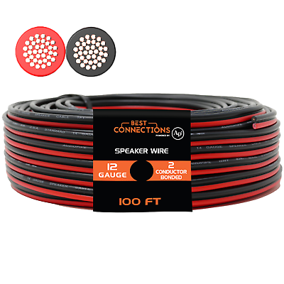 #ad 12 Gauge 100 Feet Red Black Cable 2 Conductor Speaker Wire Car Stereo Theater $24.99