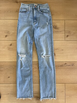#ad MOTHER SZ 25 HIGH WAISTED Distressed RIDER SKIMP Dreamer Light Wash Jeans $85.00