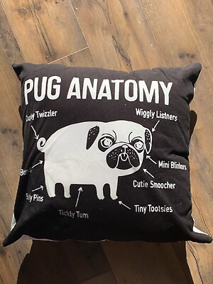 #ad 🐾Accent Pillow Pug Anatomy Dog Lovers White Black Decor 16x16 Hidden Zipper🐾 $19.95