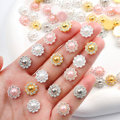 #ad 50Pcs 12mm Diamond Beads Resin Figurine Crafts Flatback Ornament Jewelry Making $1.86