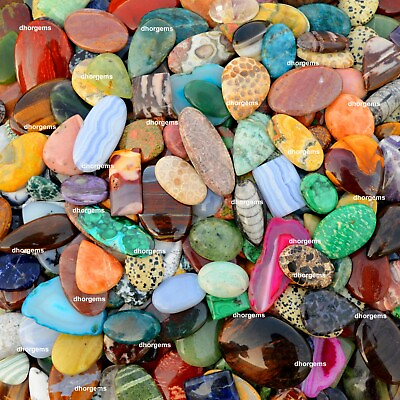 #ad 500cts Natural Free Size Wholesale Lot Mix Stone Loose Cabochon Gemstone $21.36