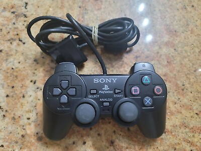 Sony PS2 BLACK Wired Controller OEM DualShock PlayStation 2 $19.99