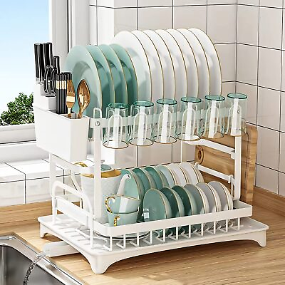 #ad Kitchen Dish Cup Drying Rack Utensil Drainer Dryer Tray Cutlery Holder Organizer $33.90