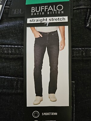 #ad #ad Mens Buffalo David Bitton Straight Stretch Black Jackson X Jeans Repreve 38W 29L $18.36