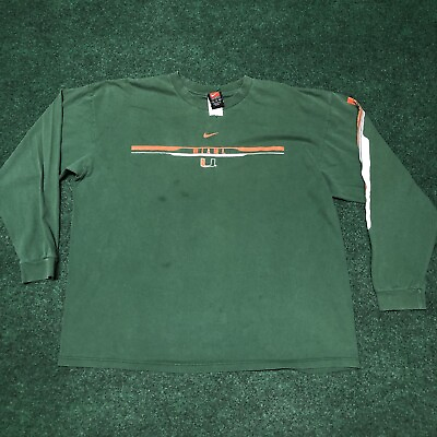 #ad Vintage Nike 90s Miami Hurricanes Center Swoosh Long Sleeve T Shirt XL College $16.99