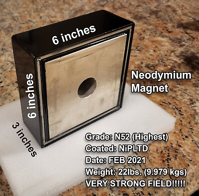 #ad LARGE N52 Neodymium Magnet 22 lbs VERY STRONG Watch The VIDEOS XMAS GIFT $200.00