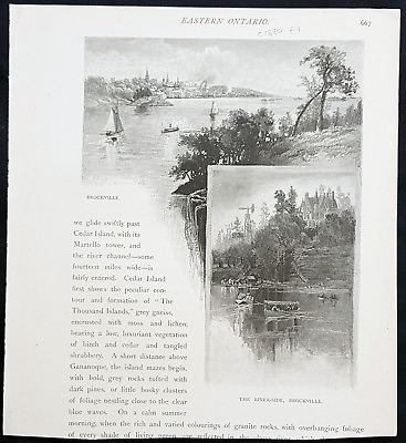 #ad 1882 Picturesque Canada Antique Print Views of Brockville Ontario Canada. $36.69