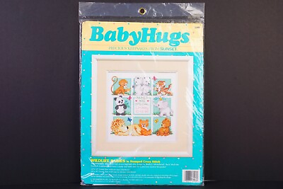 #ad SUNSET BABY HUGS Stamped Cross Stitch Kit WILDLIFE BABIES 12quot; x 12quot; $14.58