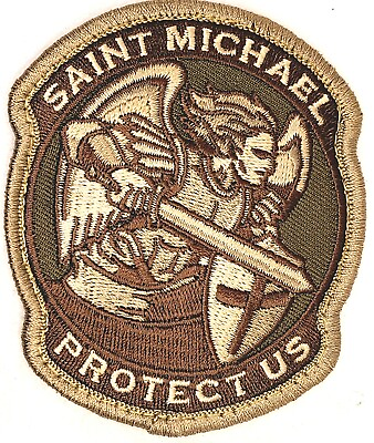 #ad Saint Michael Protect Us Embroidered 3D Tactical Patch Multi Cam Law Enforcement $7.19