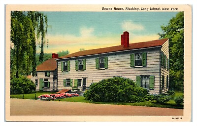 #ad Bowne House Flushing Long Island NY Postcard *6L 3 24 $4.50