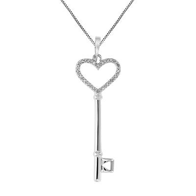 #ad Diamond Pendant Necklace for Women 1 8 CT Sterling Silver 1.50 Inch Heart Design $69.99