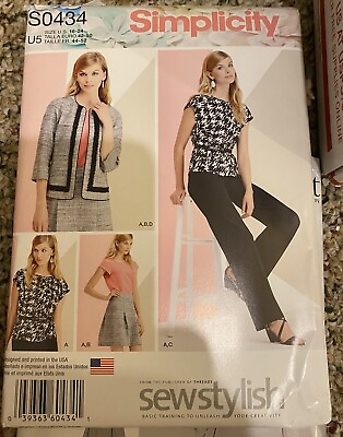 #ad simplicity 0434 sewing pattern sewstylish Size 16 24 Work Wardrobe Jacket Skirt $14.92