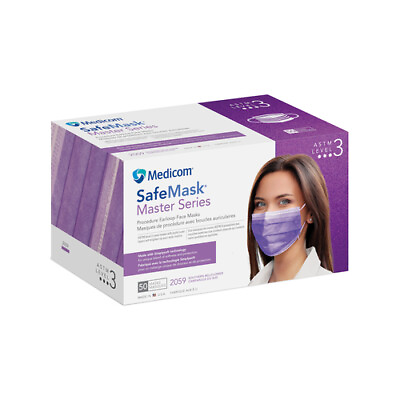 #ad *50 Pack* Medicom SafeMask Master Series Earloop ASTM Level 3 Face Mask 2059 $17.99
