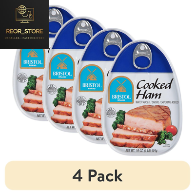 #ad 4 Pack Bristol Cooked Canned Ham 16oz Smoke Flavor Picnic $16.77