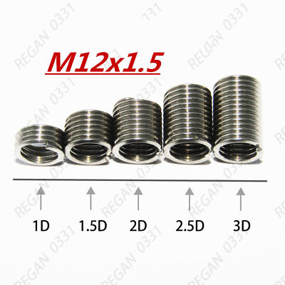 #ad 500pcs M12x1.5x1.5D Metric Helicoil Screw Thread Wire Inserts 304 Stainless $150.00