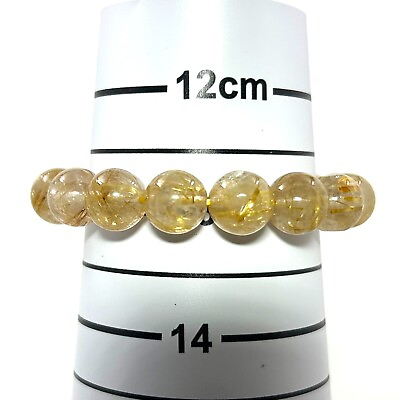 #ad Genuine amp; Natural Golden Rutilated Quartz Beads Stretchy Endless Bracelet $299.95