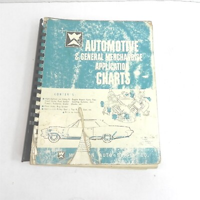#ad VINTAGE 1954 WESTERN AUTOMOTIVE SUPPLY GENERAL MERCHANDISE APPLICATION CHARTS $23.98