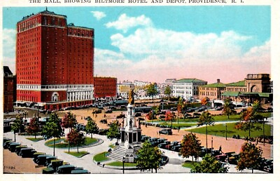 #ad Providence RI Rhode Island Biltmore Hotel Mall Advertising Vintage Postcard $3.99