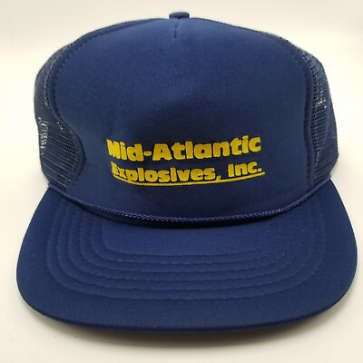 #ad Mid Atlantic Explosives Inc Hat Cap Mining Blue Mesh Snapback Used Adult B2D $13.49