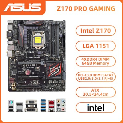 #ad ASUS Z170 PRO GAMING Motherboard ATX Intel Z170 LGA1151 DDR4 64GB SATA3 M.2 HDMI $96.00