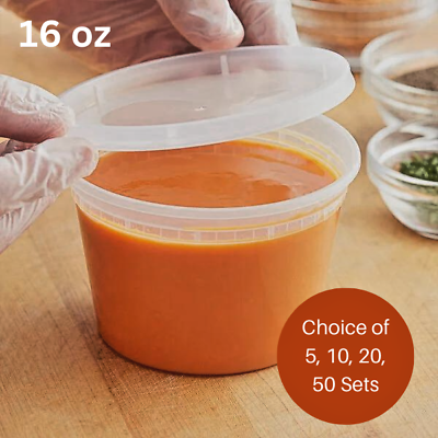#ad 16 oz Heavy Duty Medium Round Deli Food Soup Plastic Containers w Lids BPA free $34.49