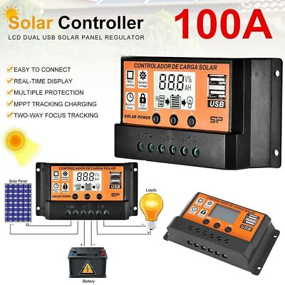 #ad 100A MPPT Solar Panel Regulator Charge Controller Auto Focus Tracking 12 24V US $12.52