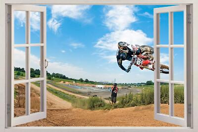 #ad Motocross Jump 3D Window Decal Wall Sticker Home Decor Art Mural Bike FS $24.37
