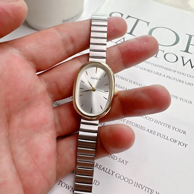 #ad Women Quartz Watch Luxury Oval Shaped Fashion Mini Case Small Roman Numeral Dial $21.40