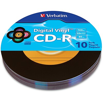 #ad 10 pack VERBATIM 52X CD R Digital Vinyl 700MB Media Disc 98139 $10.99