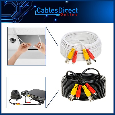 #ad CCTV Cable Security Camera Siamese Wire BNC DC Power Video White Black Lot $19.79
