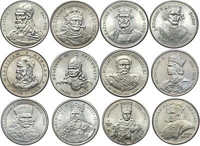 #ad Poland LOT 12 Coins 50 100 500 Zloty Złotych 1979–1989 Polish Kings SET $18.50