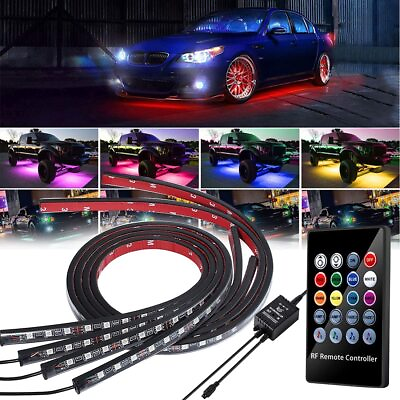 #ad RGB LED Remote Strip Under Car Tube Underglow Underbody System Neon Light Kit $20.99
