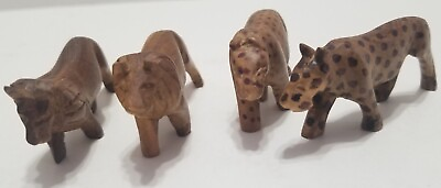 #ad Safari Wood Carved Animals Lions amp; Cheetahs Mini Figures Quality Craftsmanship $14.95