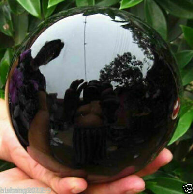 #ad 80MMstand Natural Black Obsidian Sphere Large Crystal Ball Healing Stone AA $26.59