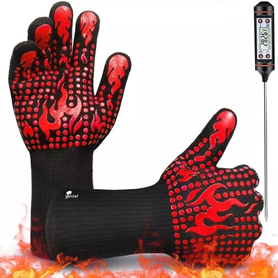 #ad BBQ Grill Gloves Heat Grilling Kitchen Silicone Oven Mitts GooChef by Renewgoo $15.95