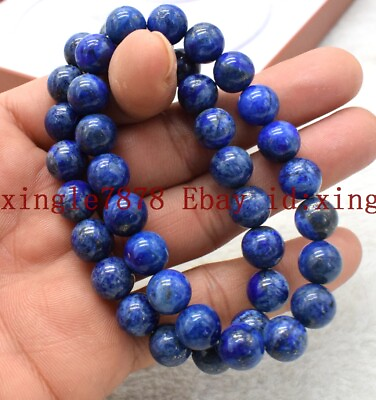 #ad 2 Pcs 6 8 10 12mm Natural Blue Lapis Lazuli Round Gemstone Beads Bracelet 7.5quot; $6.36