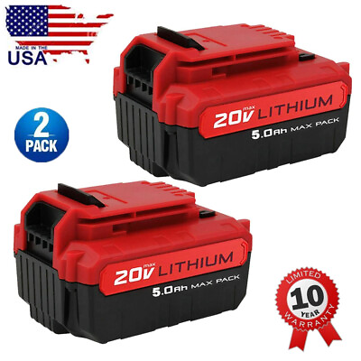 #ad 2Pack For PORTER CABLE PCC685L 20V MAX Lithium PCC680L 5.0AH Hour Drill Battery $41.39