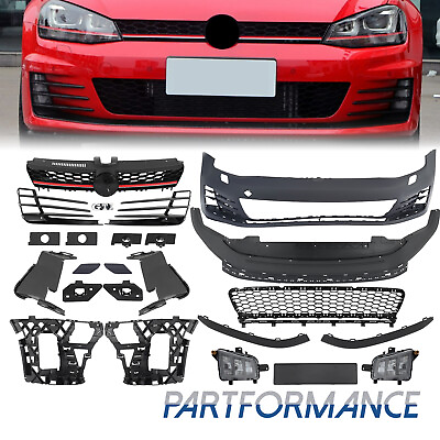 #ad Front Bumper Cover Kit GTI Style Unpainted For 2015 2017 Volkswagen VW Golf MK7 $564.89