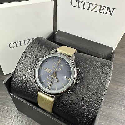 #ad NEW✅Citizen Eco Drive Women#x27;s Chandler Chronograph Leather 39mm Watch FB2007 04H $119.95